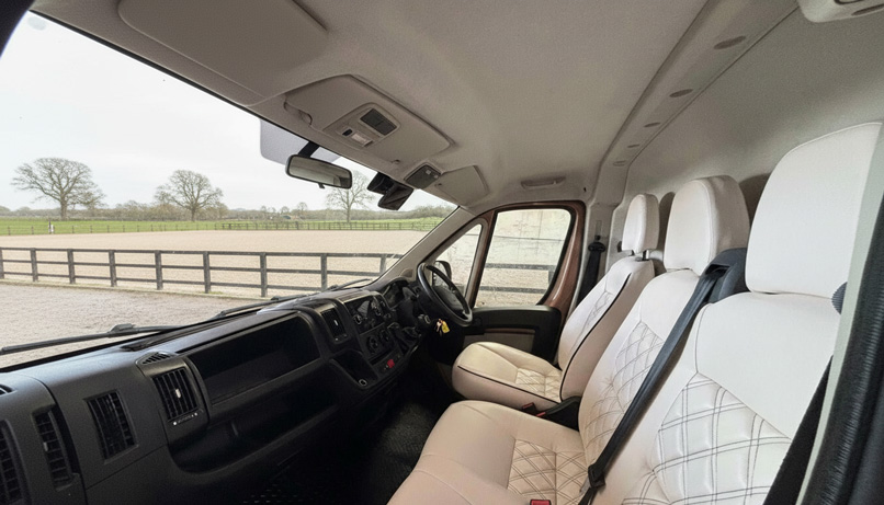 Horsebox cab interior — leather seats and trim