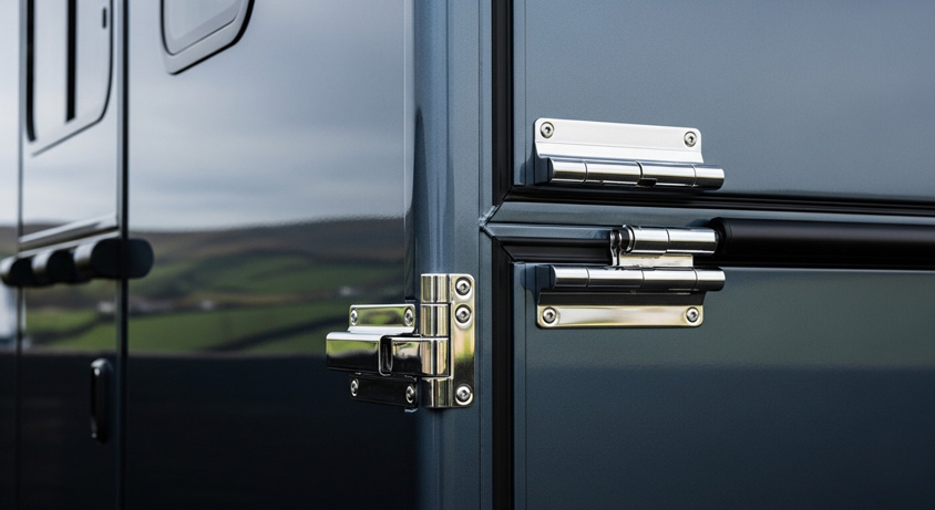 Horsebox door hinges and latch detail